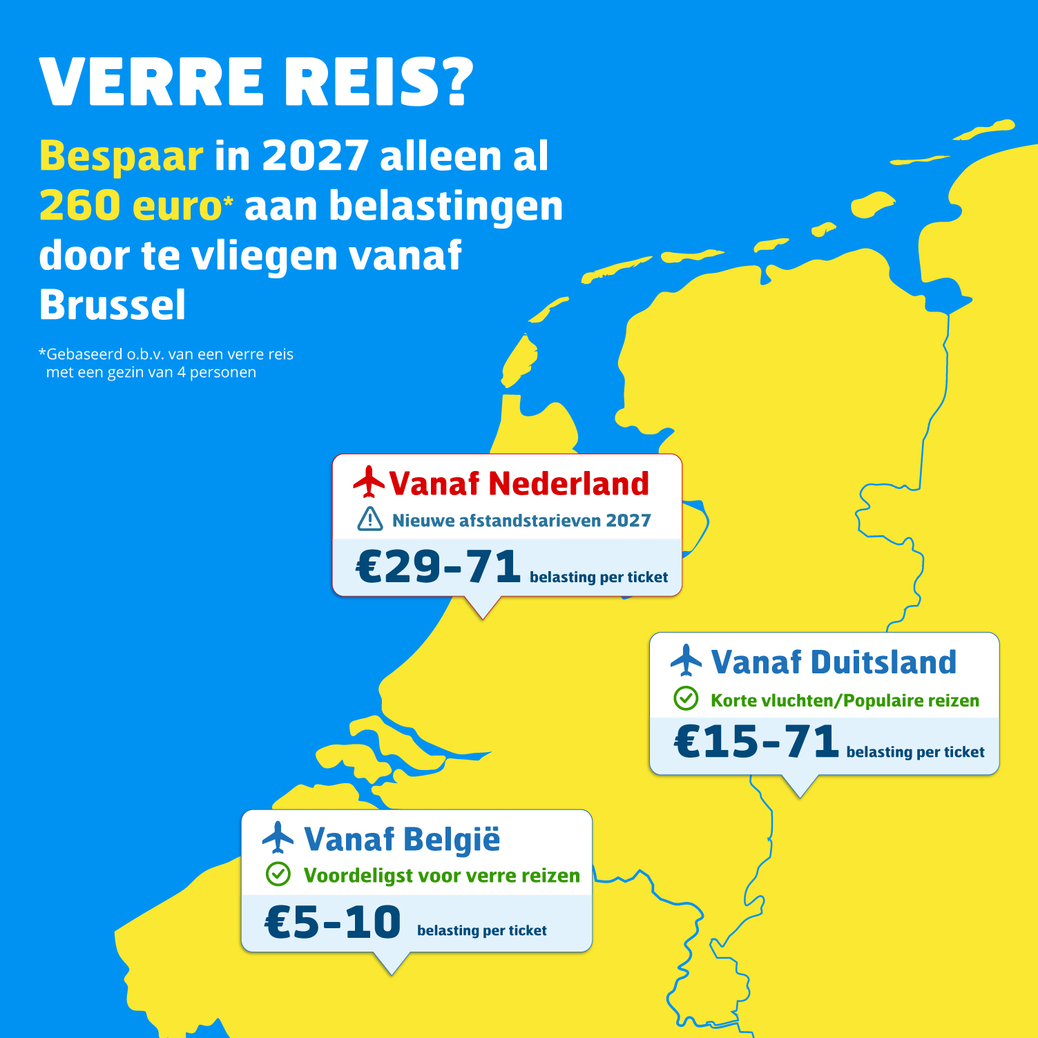 Vliegen vanaf België of Duitsland steeds aantrekkelijker door hogere Nederlandse vliegbelasting